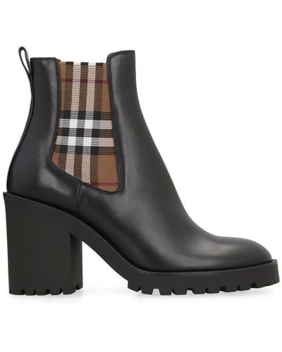 Burberry Leather Ankle Boots - Brown