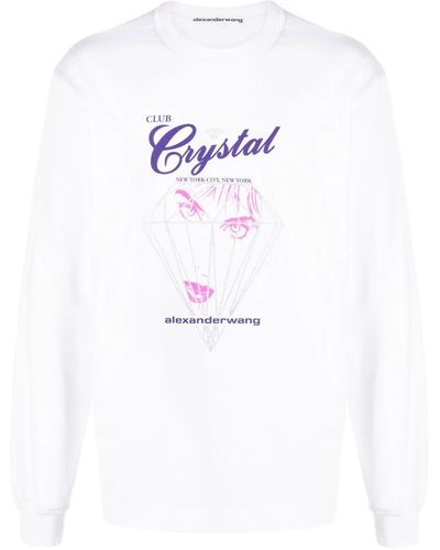 Alexander Wang Club Crystal T-Shirt With Graphic Print - White