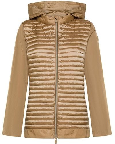 Save The Duck Morena Quilted Puffer Jacket With Glossy Finish - Natural