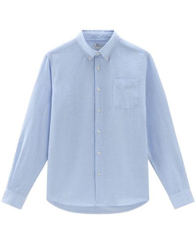 Woolrich Botton Down Linen Shirt - Blue