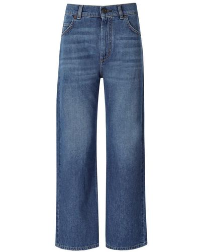 Weekend by Maxmara Logo Patch Cotton Jeans - Blue