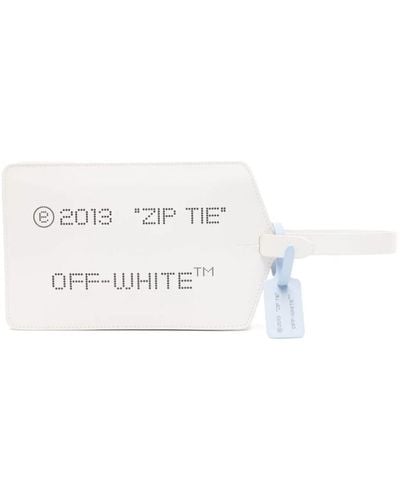 Off-White c/o Virgil Abloh Medium Zip Tie Leather Clutch Bag - White