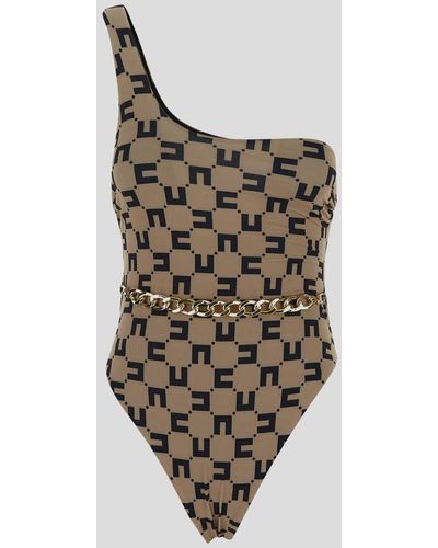 Elisabetta Franchi Logo Swimsuit - Natural