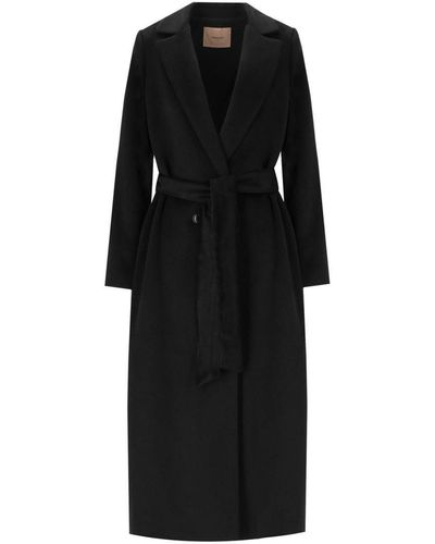 Twin Set Wool Mix Black Double-breasted Coat
