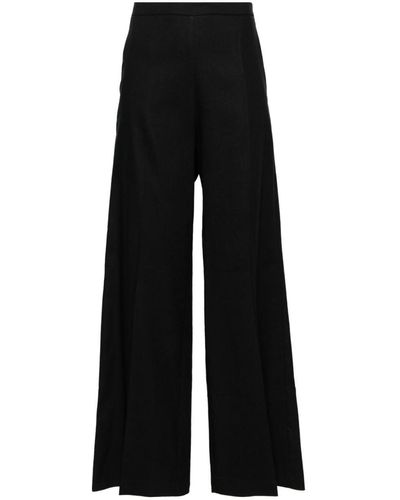 Alysi Linen And Cotton Trousers - Black