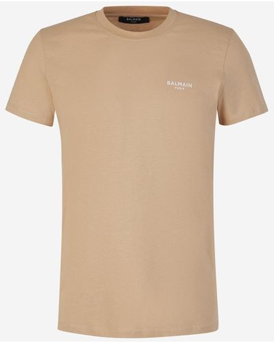 Balmain Logo Cotton T-shirt - Natural