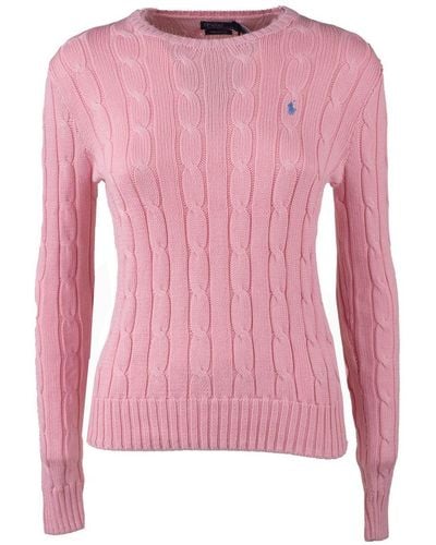 Ralph Lauren Plaited Cotton Crewneck Pullover - Pink