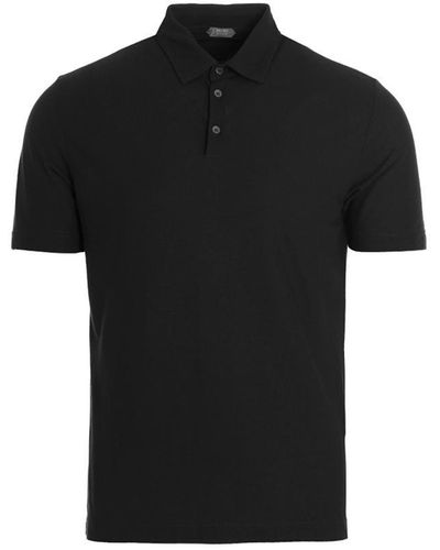 Zanone Ice Cotton Polo Shirt - Black