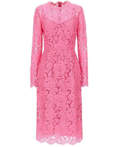 Dolce & Gabbana Lace Sheath Dress Dresses - Pink
