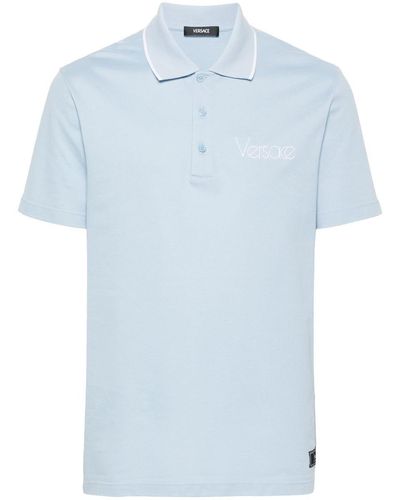 Versace Polo Shirt With Embroidery - Blue