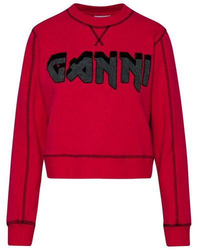Ganni Fuchsia Cotton Sweatshirt - Red