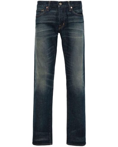 Tom Ford Mid-Rise Slim-Fit Jeans - Blue