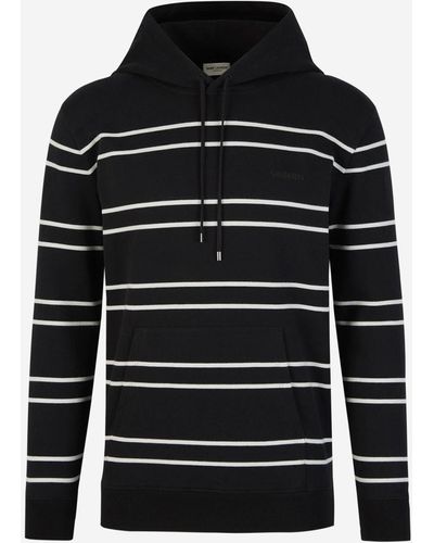 Saint Laurent Striped Hood Sweatshirt - Black