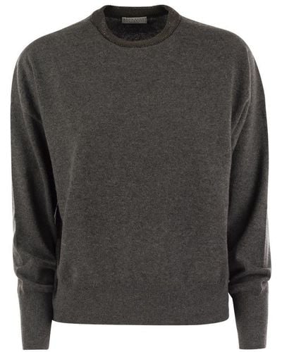 Brunello Cucinelli Cashmere Sweater With Necklace - Black