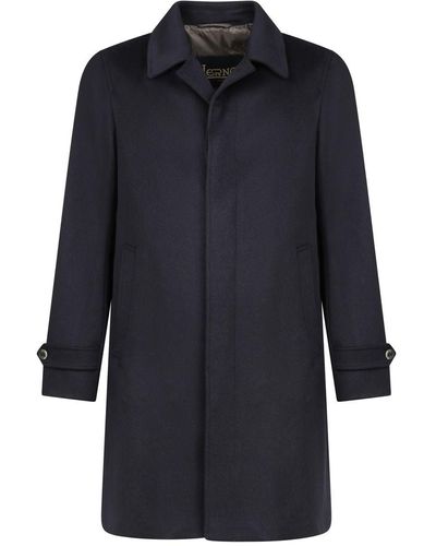 Herno Single-breasted Long-sleeved Coat - Blue
