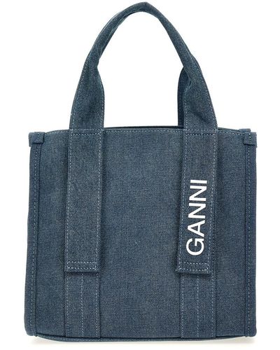 Ganni Tech Denim Tote Bag - Blue