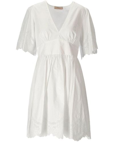 Twin Set White Dress With Sangallo Embroidery
