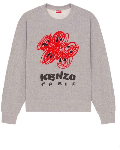 KENZO Embroidered Sweatshirt Drawn Varsity Clothing - Gray