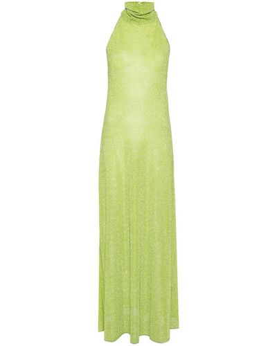 Oséree Metallic Maxi Dress With Halter Neckline - Green