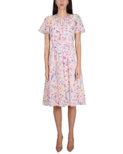 Boutique Moschino "heels And Flowers" Dress - Pink
