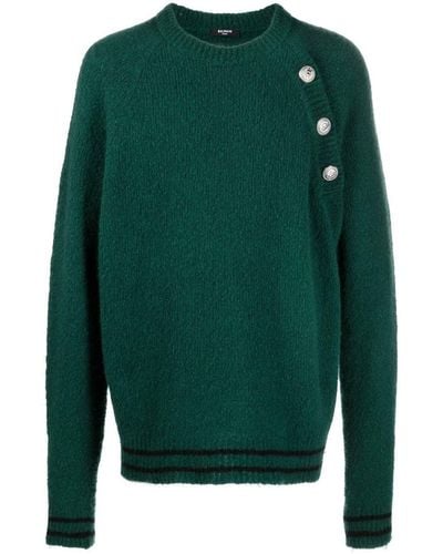 Balmain Button-embossed Knitted Sweater - Green