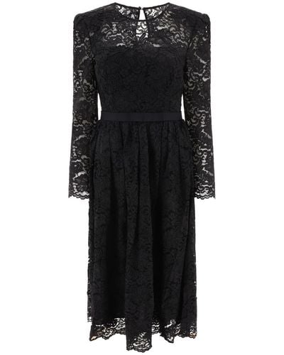 Self-Portrait Cord Lace Midi Dress - Black