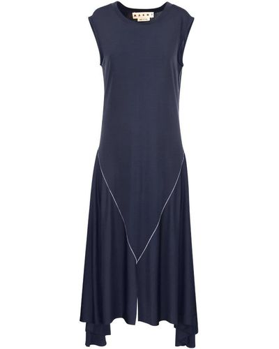 Marni Viscose Jersey Dress - Blue