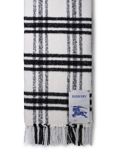 Burberry White Wool Scarf - Gray