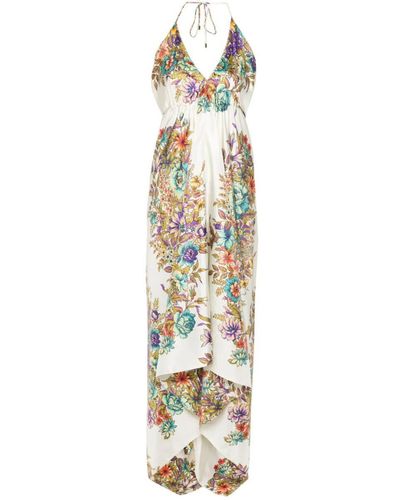 Etro Midi Dress With Floral Print - Metallic