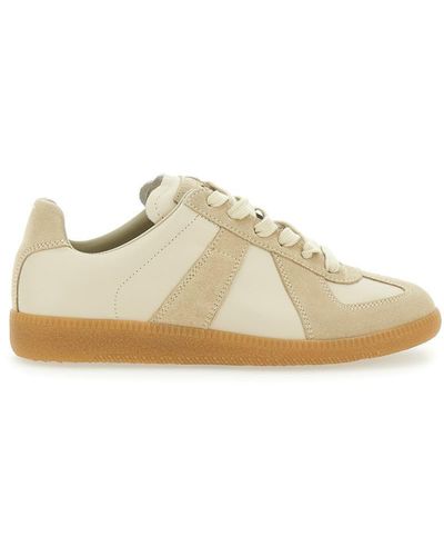 Maison Margiela Suede And Fabric Trainers - Natural
