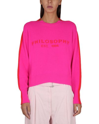 Philosophy Di Lorenzo Serafini Jersey With Logo Embroidery - Pink