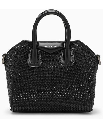 Givenchy Antigona Micro Bag With Rhinestones - Black