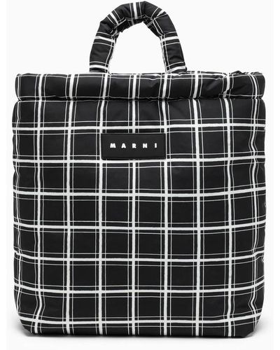 Marni Black Nylon Bag With Check Pattern