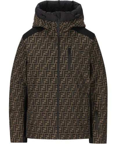Fendi Ff Motif Zip-up Hooded Jacket - Multicolour