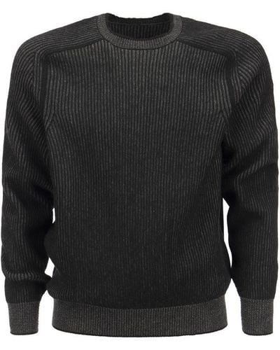 Sease Dinghy - Ribbed Cashmere Reversible Crew Neck Sweater - Black