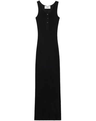 Ami Paris Cotton Long Dress - Black
