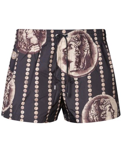 Dolce & Gabbana Motif Printed Swim Shorts - Multicolor