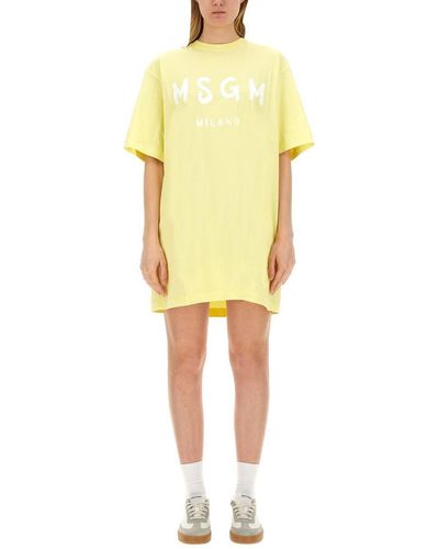 MSGM T-Shirt Dress - Yellow