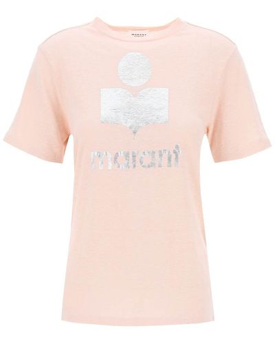 Isabel Marant Isabel Marant Etoile Zewel T-shirt With Metallic Logo Print - Pink
