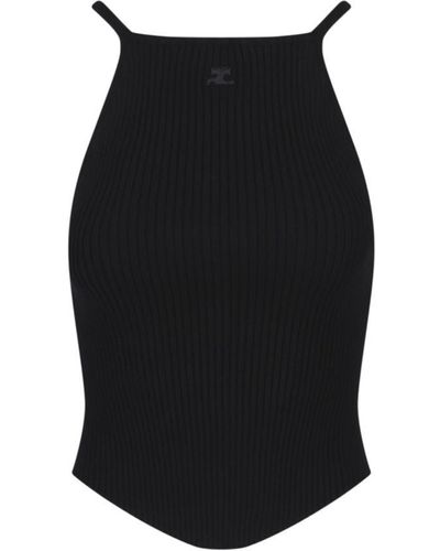 Courreges Ribbed Tank Top - Black