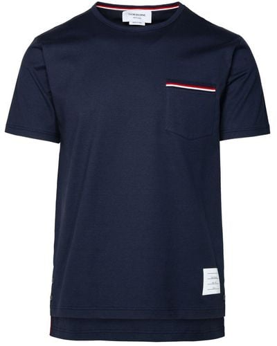 Thom Browne Navy Cotton T-shirt - Blue