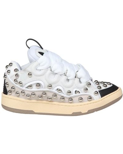 Lanvin Curb Panelled Stud Mesh Trainers - White