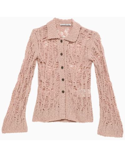 Acne Studios Perforated Cotton-blend Cardigan - Pink