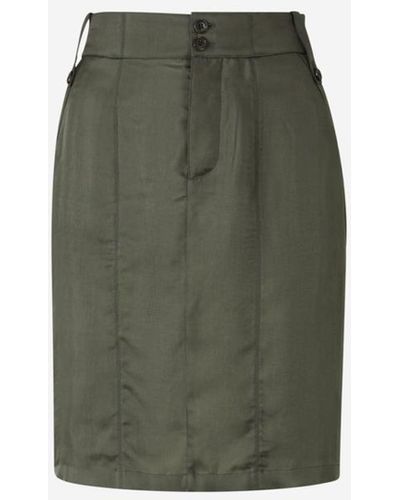 Saint Laurent Twill Mini Pencil Skirt - Green