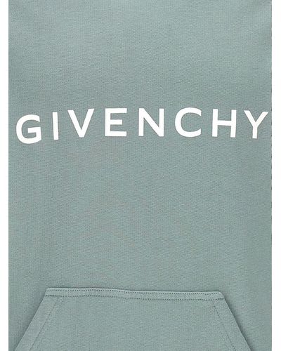 Givenchy Logo Print Hoodie Sweatshirt - Blue