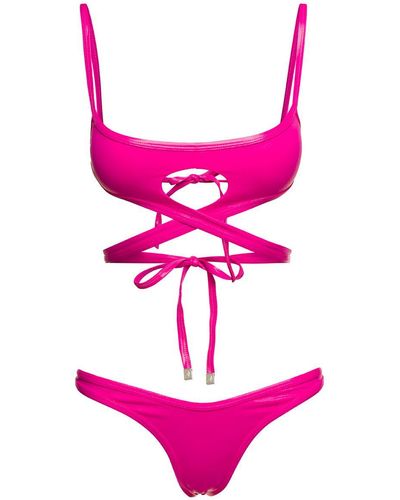 The Attico Cut-Out Wraparound Bikini Set - Pink