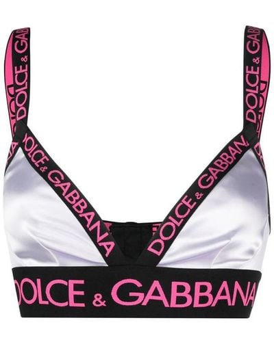 Dolce & Gabbana Logo-trim Triangle Bra - Metallic
