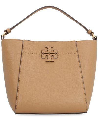 Tory Burch Mcgraw Leather Bucket Bag - Brown