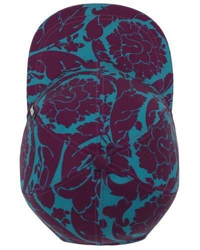 Versace All-over Floral-print Cap - Blue