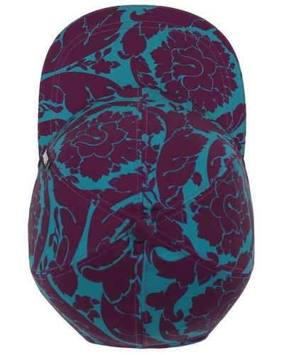 Versace All-over Floral-print Cap - Blue